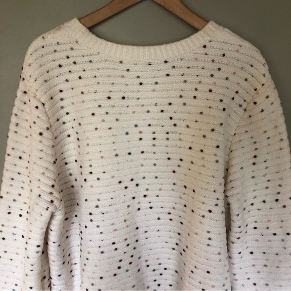 Tribal Jeans Cream Chunky Knit Sweater Mini Pom Pom Polka Dot Ivory Pullover XL - Picture 6 of 9